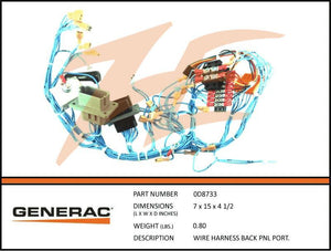 Generac 0D8733 Wiring Harness Back Panel Portable Product is OBSOLETE Dropshipped from Manufacturer