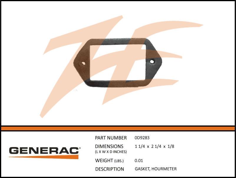 Generac 0D9283 Gasket, HOURMETER Dropshipped from Manufacturer