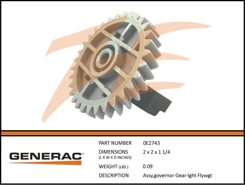 Generac 0E2743 Governor Gear Assembly Flyweight Dropshipped from Manufacturer