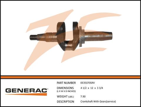 Generac 0E35070SRV Crankshaft  WITH GEARS(SERVICE) Product is OBSOLETE Dropshipped from Manufacturer