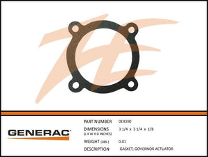 Generac 0E4390 Gasket Governor ACTUATOR Dropshipped from Manufacturer
