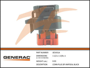 Generac 0E5431A CONN PLUG 8P AMPSEAL BLACK Dropshipped from Manufacturer