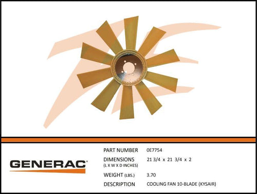 Generac 0E7754 COOLING FAN 10-BLADE (KYSAir) Product is OBSOLETE Dropshipped from Manufacturer