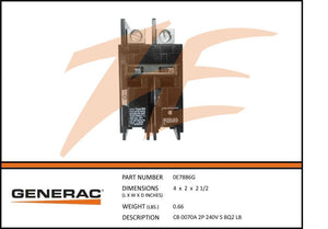Generac 0E7886G CB 0070A 2P 240V S BQ2 LB Product is OBSOLETE Dropshipped from Manufacturer