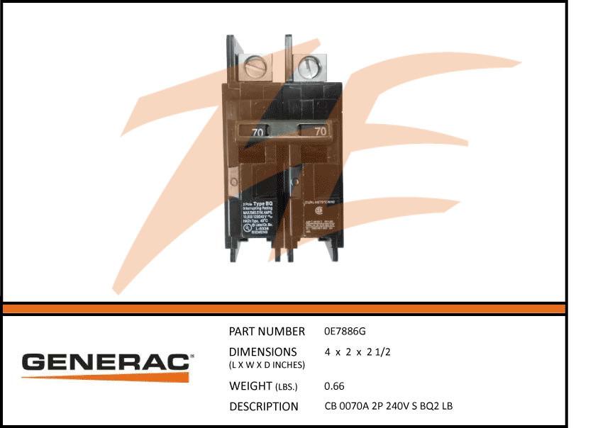 Generac 0E7886G CB 0070A 2P 240V S BQ2 LB Product is OBSOLETE Dropshipped from Manufacturer