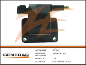 Generac 0E7953 Coil Ignition 3.9L G8 Product is OBSOLETE Dropshipped from Manufacturer