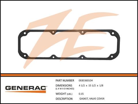 Generac 0E83360104 Gasket, Valve Cover Product is OBSOLETE Dropshipped from Manufacturer