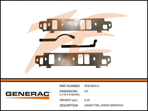 Generac 0E83360211 Intake Manifold Gasket Package Product is OBSOLETE Dropshipped from Manufacturer