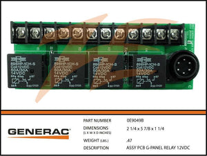Generac 0E9049B PCB G-Panel Relay 12Vdc Assembly Dropshipped from Manufacturer