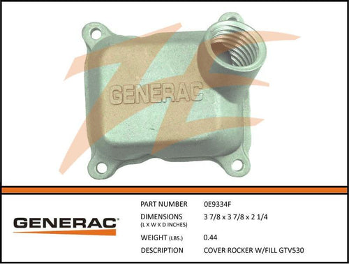 Generac 0E9334F Cover Rocker W/FILL GTV530 Product is OBSOLETE Dropshipped from Manufacturer