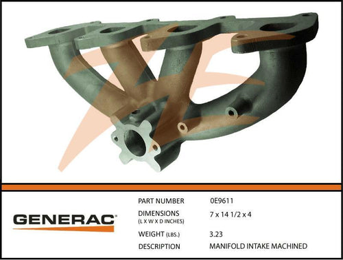 Generac 0E9611 Manifold Intake MACHINED Product is OBSOLETE Dropshipped from Manufacturer