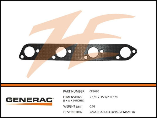 Generac 0E9680 Gasket 2.5L G3 Exhaust MANIFLD Product is OBSOLETE Dropshipped from Manufacturer