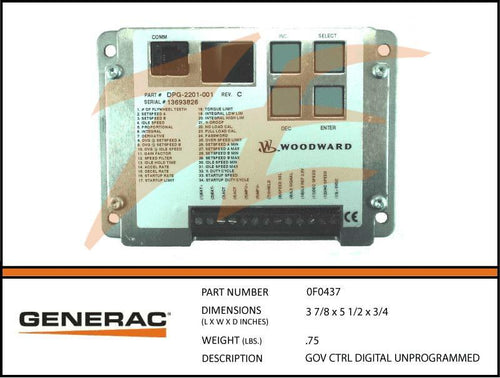Generac 0F0437 Governor CTRL DIGITAL UNPROGRAMMED Product is OBSOLETE Dropshipped from Manufacturer