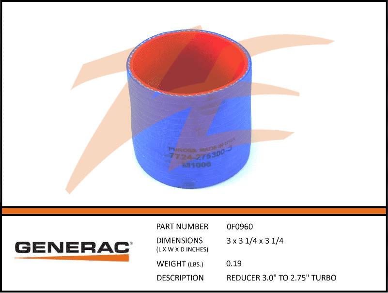 Generac 0F0960 REDUCER 3.0 TO 2.75 TURBO Dropshipped from Manufacturer