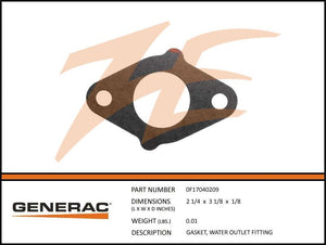 Generac 0F17040209 Gasket, Water OUTLET FITTING Dropshipped from Manufacturer OBSOLETE