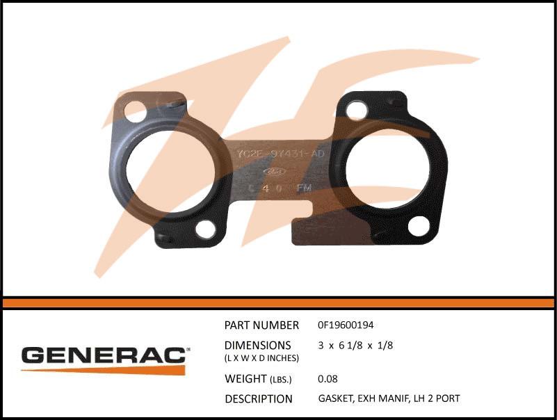 Generac 0F19600194 Exhaust Manifold Gasket Left Side 5.4L Dropshipped from Manufacturer