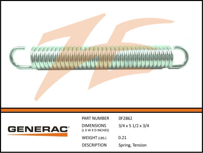 Generac 0F2862 SPRING TENSION Dropshipped from Manufacturer