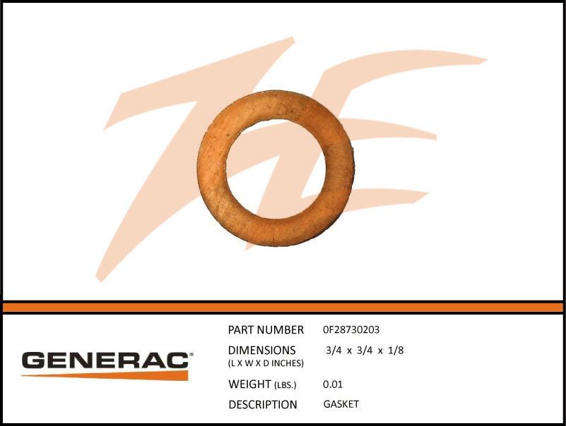 Generac 0F28730203 Gasket Dropshipped from Manufacturer