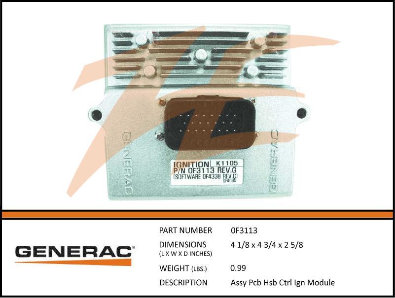 Generac 0F3113  Assembly  PCB HSB CTRL IGN Module Dropshipped from Manufacturer