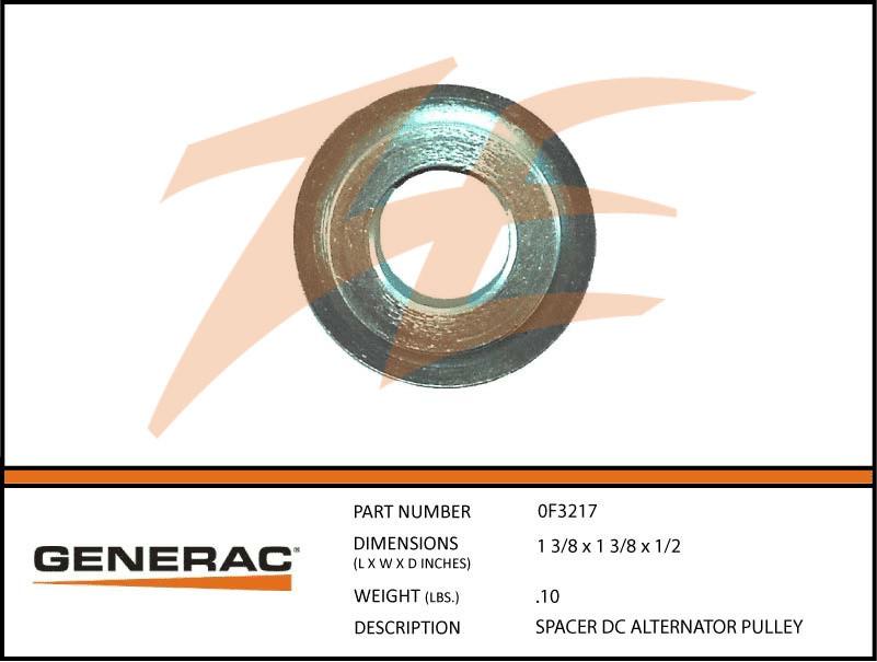 Generac 0F3217 SPACER DC Alternator PULLEY Dropshipped from Manufacturer