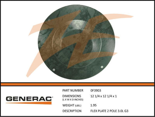 Generac 0F3903 FLEX Plate 2 POLE 3.0L G3 Product is OBSOLETE Dropshipped from Manufacturer OBSOLETE