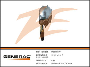 Generac 0F6390KSRV Fuel Regulator Assembly 2.4L 36kW Dropshipped from Manufacturer