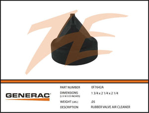 Generac 0F7642A RUBBER Valve Air Cleaner Dropshipped from Manufacturer