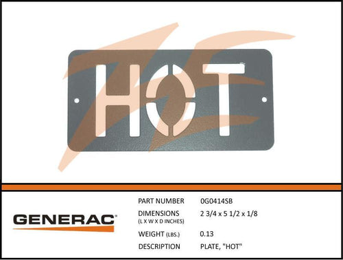 Generac 0G0414SB PLATE, HOT Product is OBSOLETE Dropshipped from Manufacturer OBSOLETE