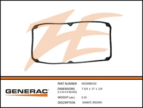 Generac 0G10080102 Gasket, Rocker Dropshipped from Manufacturer