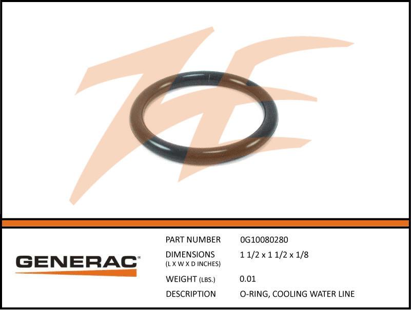 Generac 0G10080280 Cooling Water Line O-Ring Dropshipped from Manufacturer