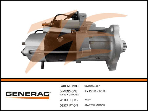 Generac 0G10460417 Starter MOTOR Product is OBSOLETE Dropshipped from Manufacturer OBSOLETE