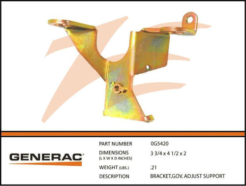 Generac 0G5420 Bracket Governor ADJUST SUPPORT Dropshipped from Manufacturer