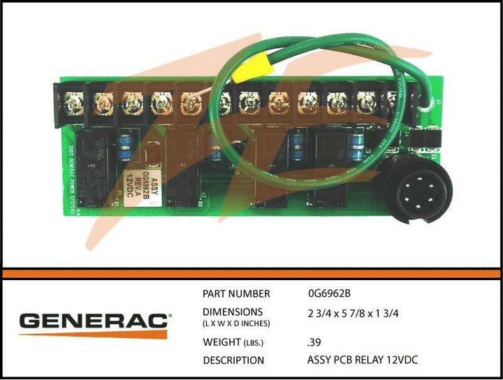 Generac 0G6962B PCB Relay Assembly 12VDC Dropshipped From Manufacturer ...