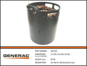 Generac 0G7325 STR-102-17 AD1 BRUSH EXN USA Dropshipped from Manufacturer