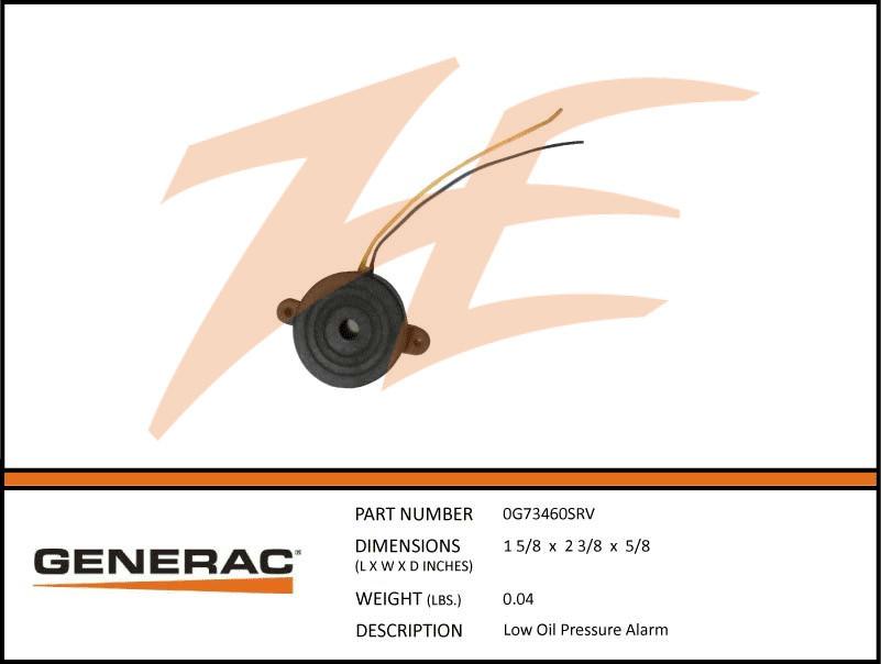 Generac 0G73460SRV Low Oil Pressure Alarm Dropshipped from Manufacturer