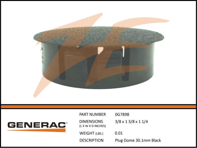 Generac 0G7898 Dome Plug 30.1mm Black Dropshipped from Manufacturer