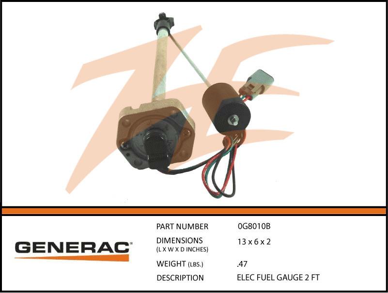 Generac 0G8010B Electric Fuel Gauge 2Ft DW Dropshipped from Manufacturer