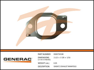 Generac 0G82730188 Exhaust Manifold Gasket Dropshipped from Manufacturer
