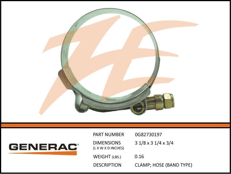 Generac 0G82730197 Hose Clamp Band Type Dropshipped from Manufacturer OBSOLETE