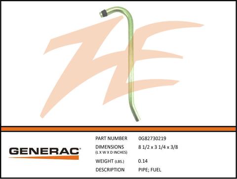 Generac 0G82730219 Fuel Pipe Dropshipped from Manufacturer