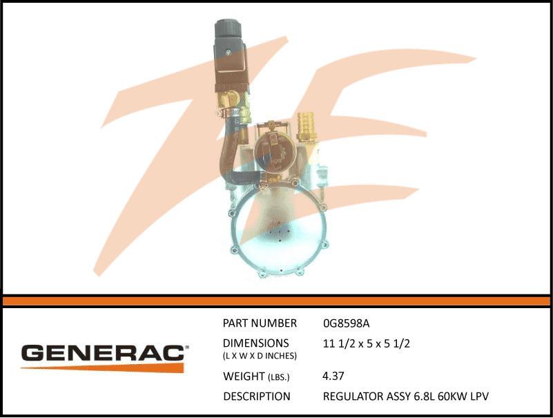 Generac 0G8598A Regulator  Assembly  6.8L 60KW LPV Dropshipped from Manufacturer