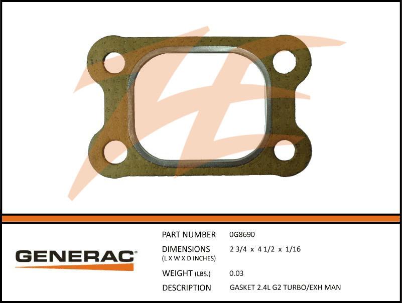 Generac 0G8690 2.4L Turbo Exhaust Manifold Gasket Dropshipped from Manufacturer