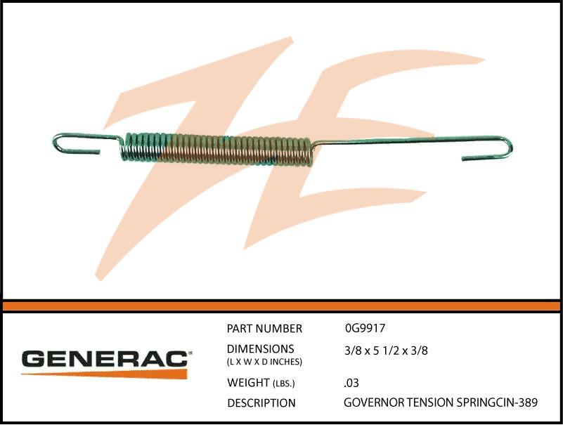 Generac 0G9917 Governor Tension Spring 389cc Dropshipped from Manufact