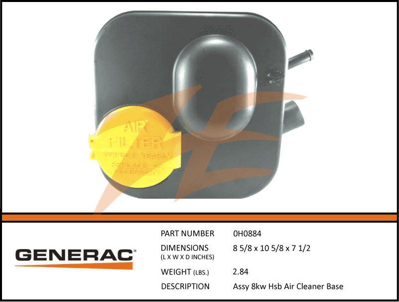 Generac 0H0884/0H08840SRV Air Cleaner Base Assembly Kit Dropshipped from Manufacturer