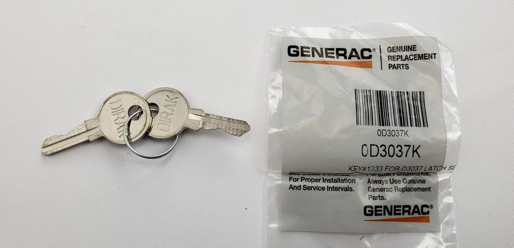 Generac 0D3037K Set of 2 Keys, Key# 1333 for 0D3037 Latch (PWY)