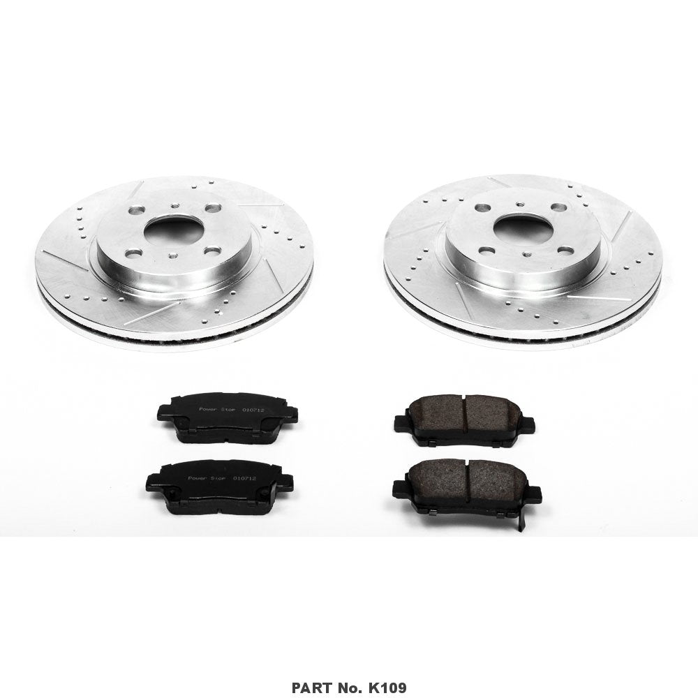 Power Stop K109 Front Z23 Evolution Brake Kit With Drilled Slotted Rot