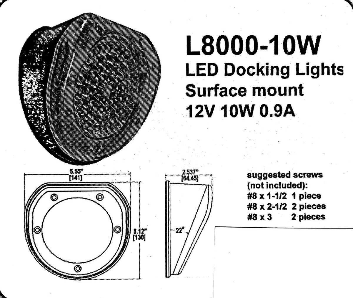 Schwalm L8000 OEM RV SurfaceMount Docking Light for Campers Replace