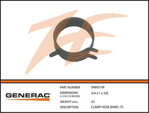 Generac 048031M Clamp Hose Band .75 - AnyRvParts.com